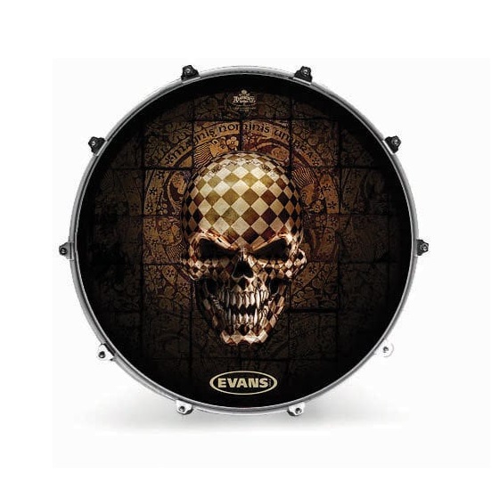 EVANS INK22ALCHSKL Checked Skull 22" Пластик передний для бас барабана с рисунком