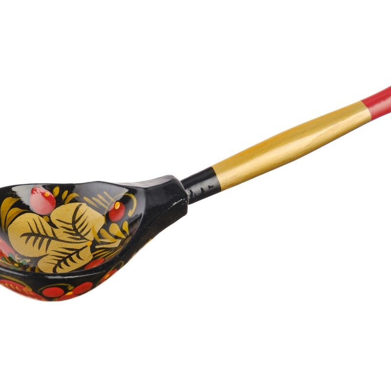 LHL6401 Ложка деревянная полубаская, без росписи покрытая лаком, Хохлома