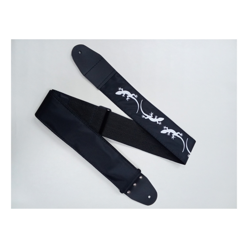 MEZZO MZ-RGE-7-1ApLizardBk Ремень для гитары, черный, аппликация Ящерица