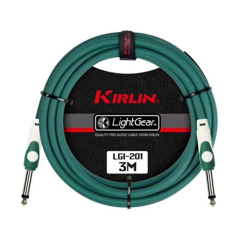 Kirlin LGI-201/3m GR зеленый инструментальный кабель, 3 метра 20AWG, 2х1/4'' MONO PLUG LGI-201/3m G