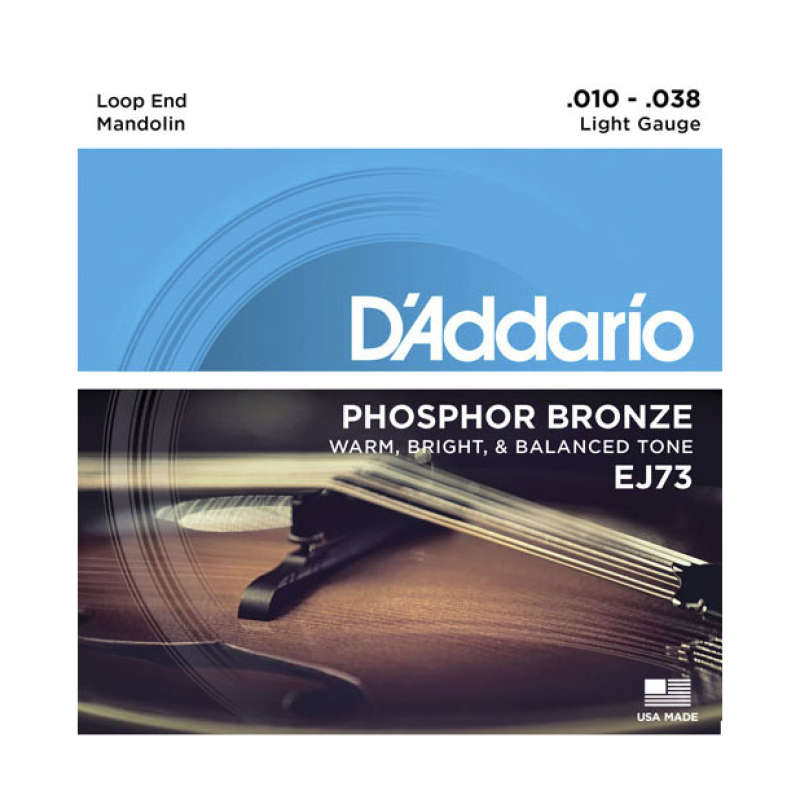 D'Addario EJ73 Комплект струн для мандолины, фосф.бронза, Light, 10-38