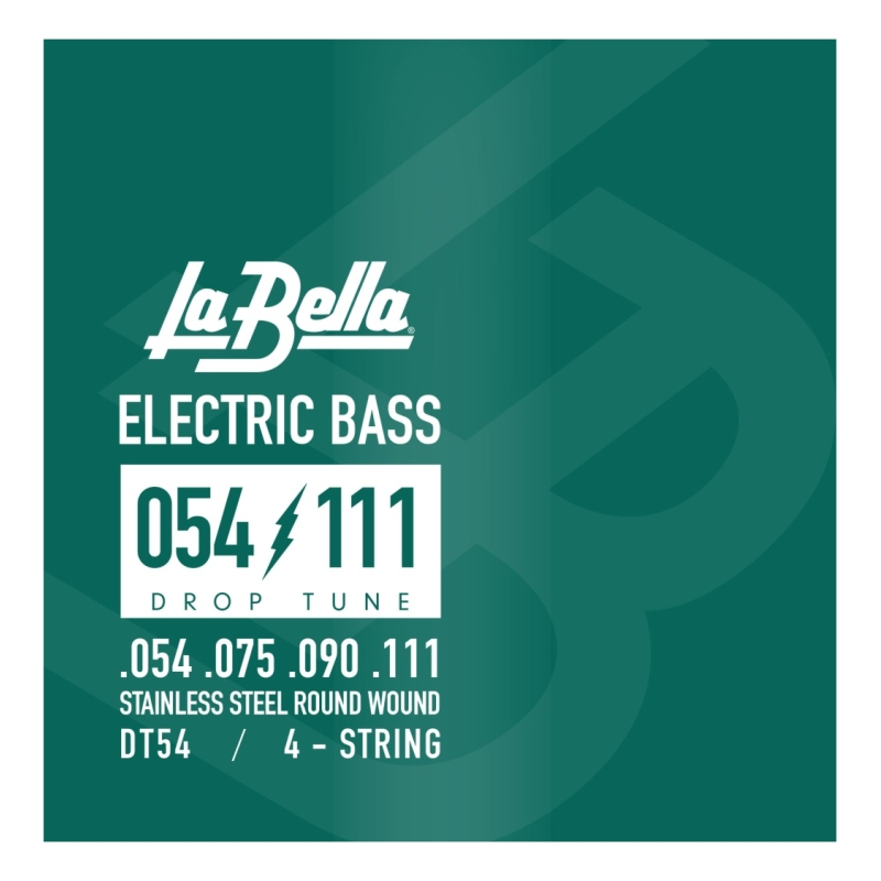 LA BELLA DT54 Drop Tune Комплект струн для 4-струнной бас гитары. Оплётка нержавеющая сталь, 54-111