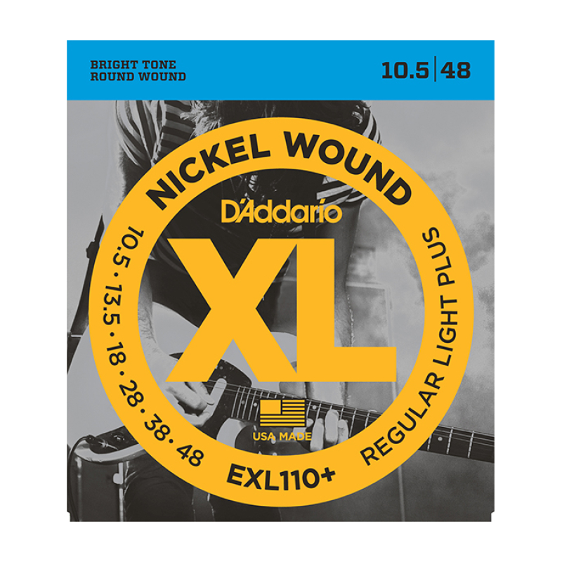 D'Addario EXL110+ Nickel Wound Комплект струн для электрогитары, Regular Light Plus, 10.5-48