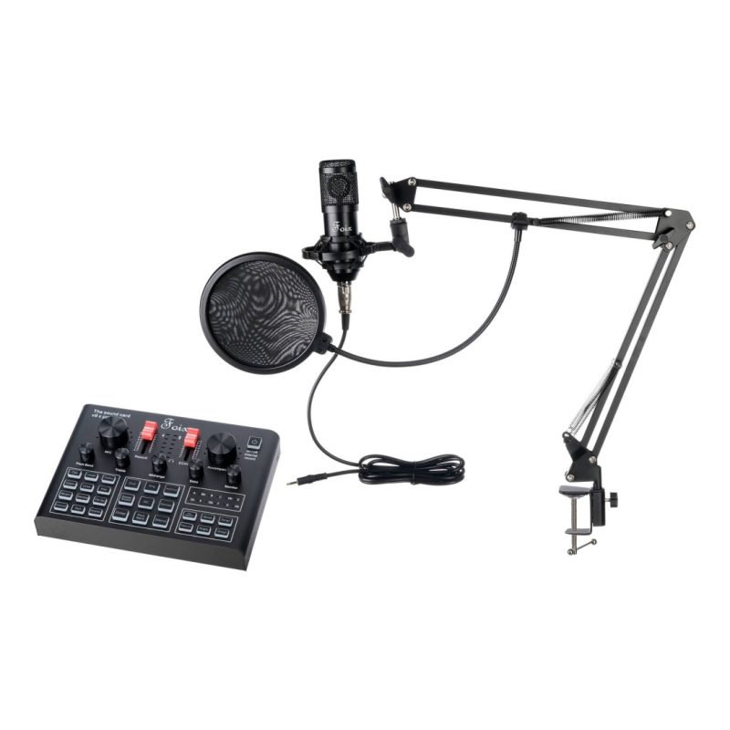 Foix V9Xpro+BM800 Набор для стрима, конференций, игровой, студийный (микрофон, звуковая карта)