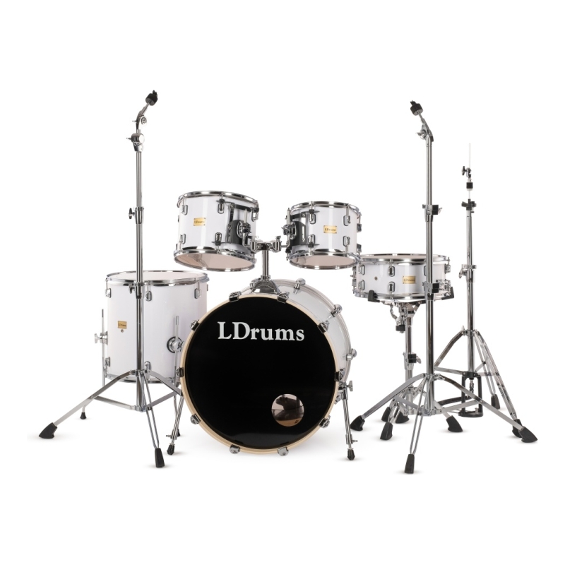 LDrums 5001011 Барабанная установка, белая. Том барабан 10"x8".Том барабан 12"x9". Напольный том 16"