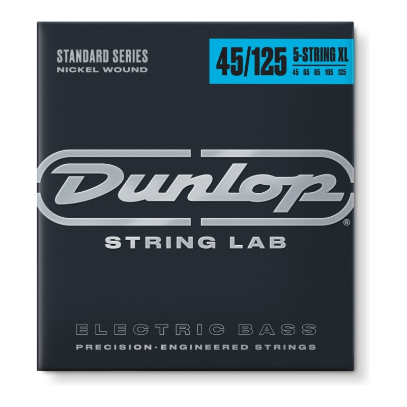 DUNLOP DBN45125XL Cтруны для 5-ти струнной бас-гитары, никель 45-125, Extra Long Scale