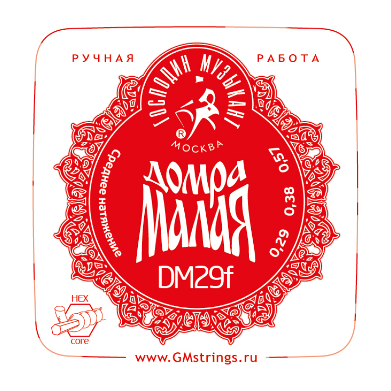 ГОСПОДИН МУЗЫКАНТ DM29F Profi Комплект струн для Домры Малой (Сталь+ФБ) красная
