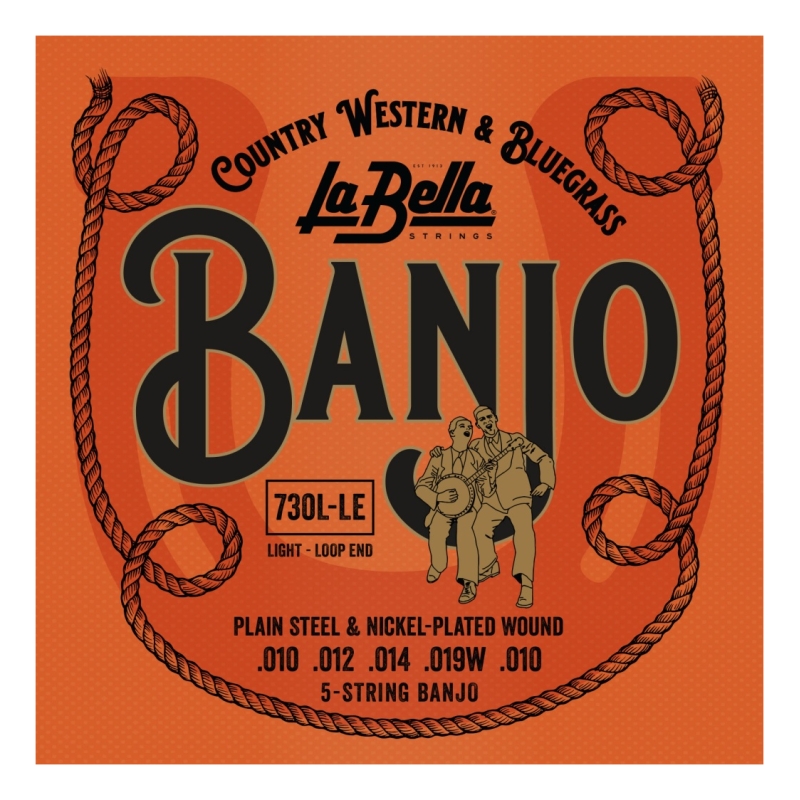 La Bella 730L-LE Banjo струны для 5-струнного банджо, нерж.сталь, Light, 10-10, петли на концах