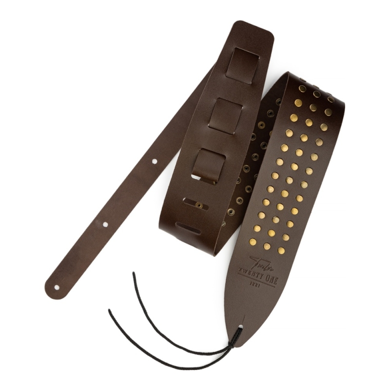 1221 1221-75-3-BRN Ремень для гитары, кожаный, широкий, коричневый
