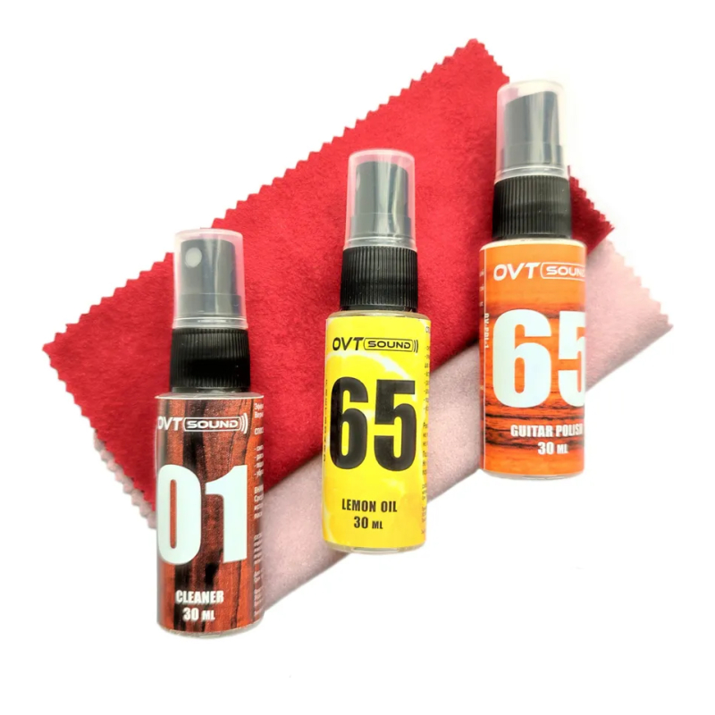 OVTSound OVTSound.Com-2 Комплект для ухода за накладкой грифа гитары, масло, очиститель, полироль, 2