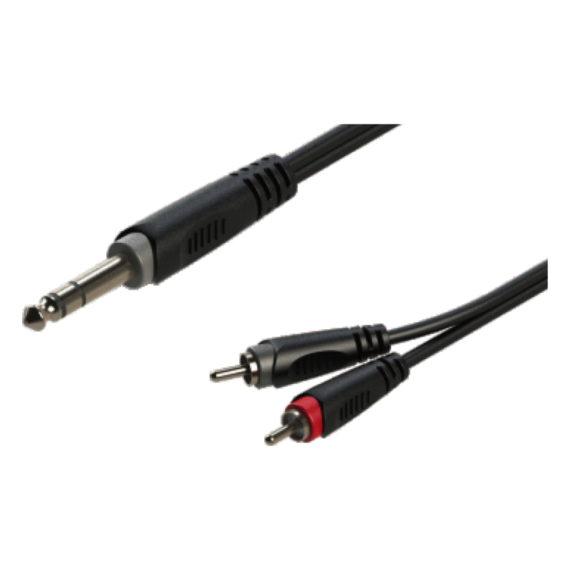 ROXTONE RAYC110/2 Аудиокабель 6,3мм Stereo Jack - 2хRCA, D: 4,8мм, 2х1х0,14мм2, Экр:90%, 2м
