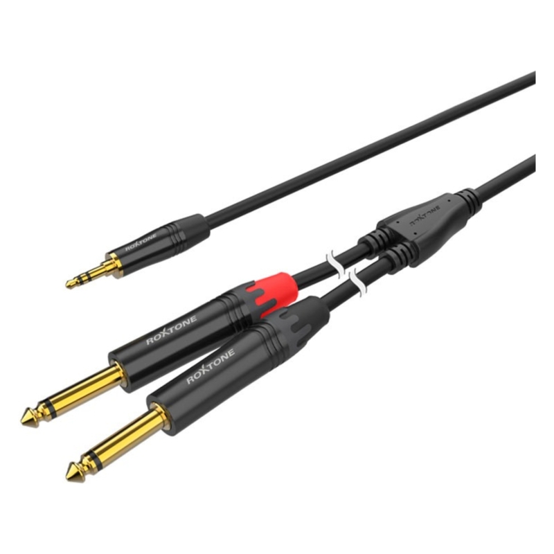 ROXTONE PACC280/2 Аудиокабель, 5,5mm (2x0.22mm2), 3,5mm stereo Jack (MJ3BG) -2x6,3mm mono Jack (J2BG