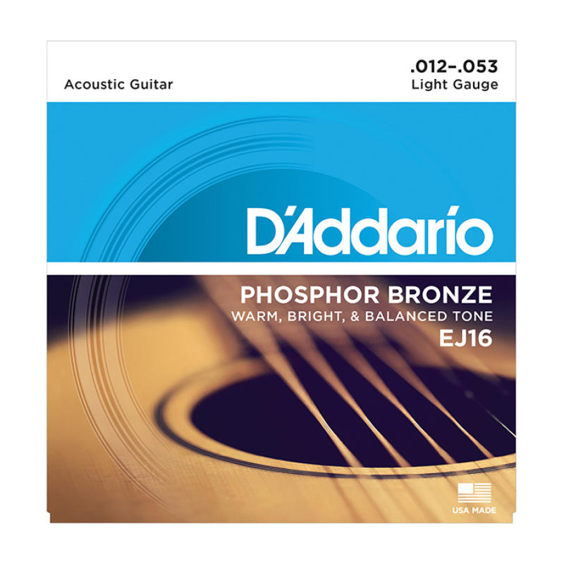 D'ADDARIO EJ16 PHOSPHOR BRONZE Струны для акустической гитары Light 12-53