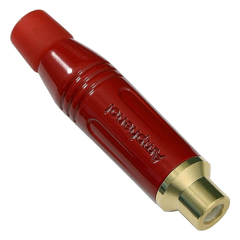 AMPHENOL ACJR-RED RCA гнездо на кабель диаметром до 6 мм, позолоченные контакты, красная маркировка