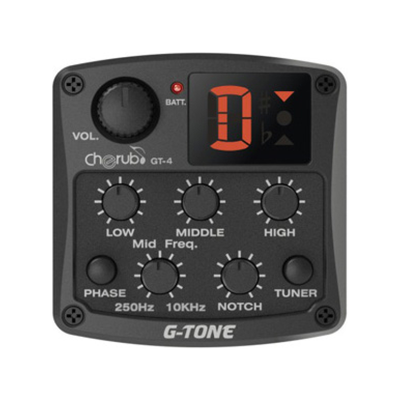 Cherub gt-4 гитарный эквалайзер цифровой 3х полосный с тюнером и контролем средних частот