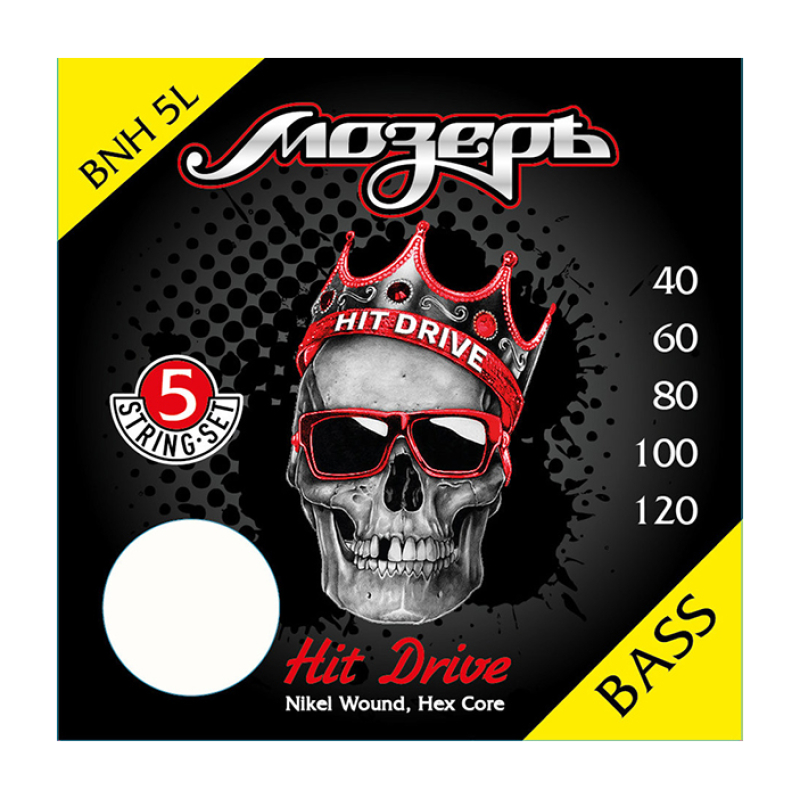 Мозеръ BNH-5L Hit Drive Комплект струн для 5-струнной бас-гитары, никелевый сплав, 40-120