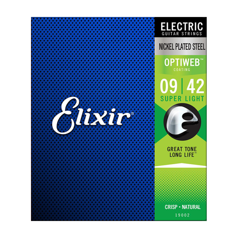ELIXIR 19002 Optiweb Комплект струн для электрогитары,никелевая стальSuper Light 9-42