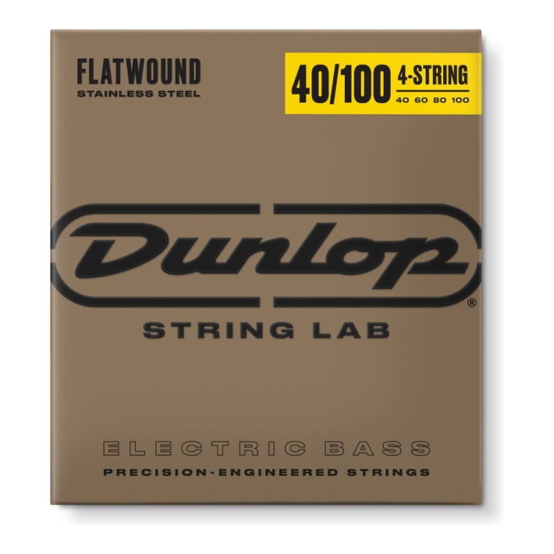 DUNLOP DBFS40100 Flatwound Long Scale Комплект струн для бас-гитары, сталь, 40-100