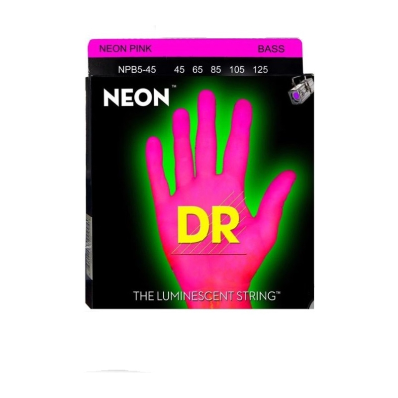 DR NPB5-45 НАБОР 5 СТРУН для Бас гитары электрик, Светящиеся Neon-Pink 045-125