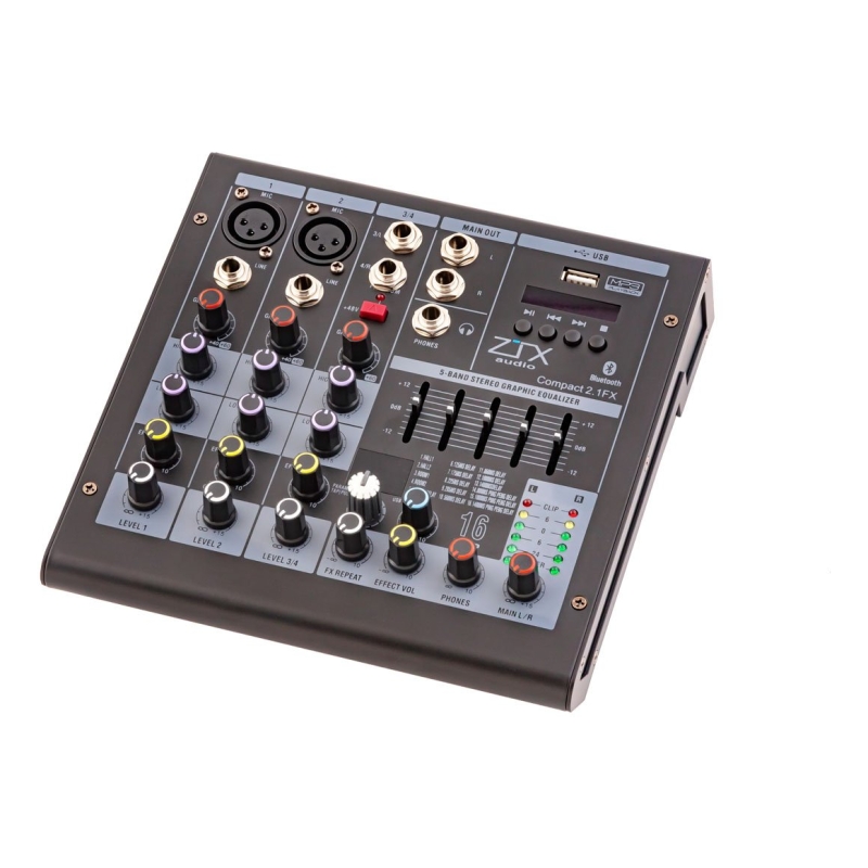 ZTX audio Compact 2.1 микшерный пульт 2mono, 1stereo каналы с MP3